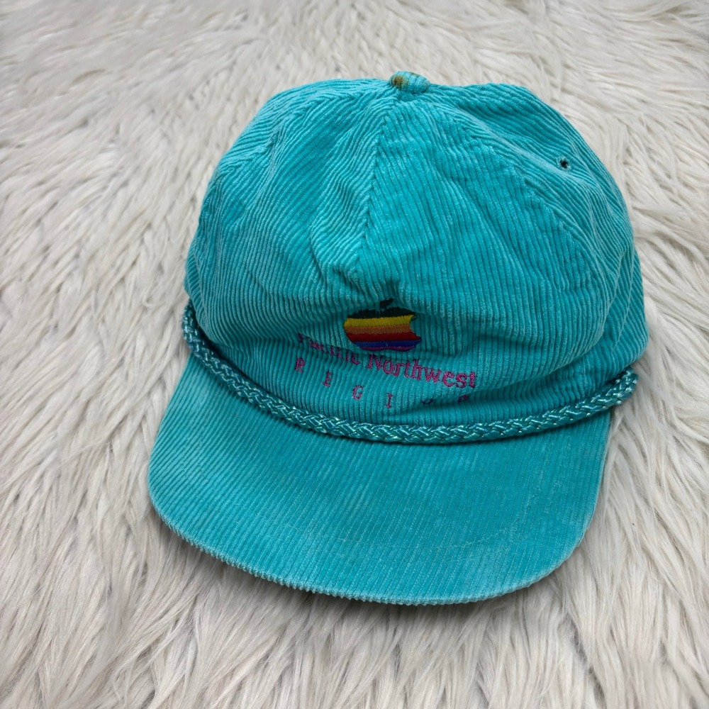 Vintage Apple Rainbow Logo Pacific Northwest Region Corduroy Hat Cap Macintosh